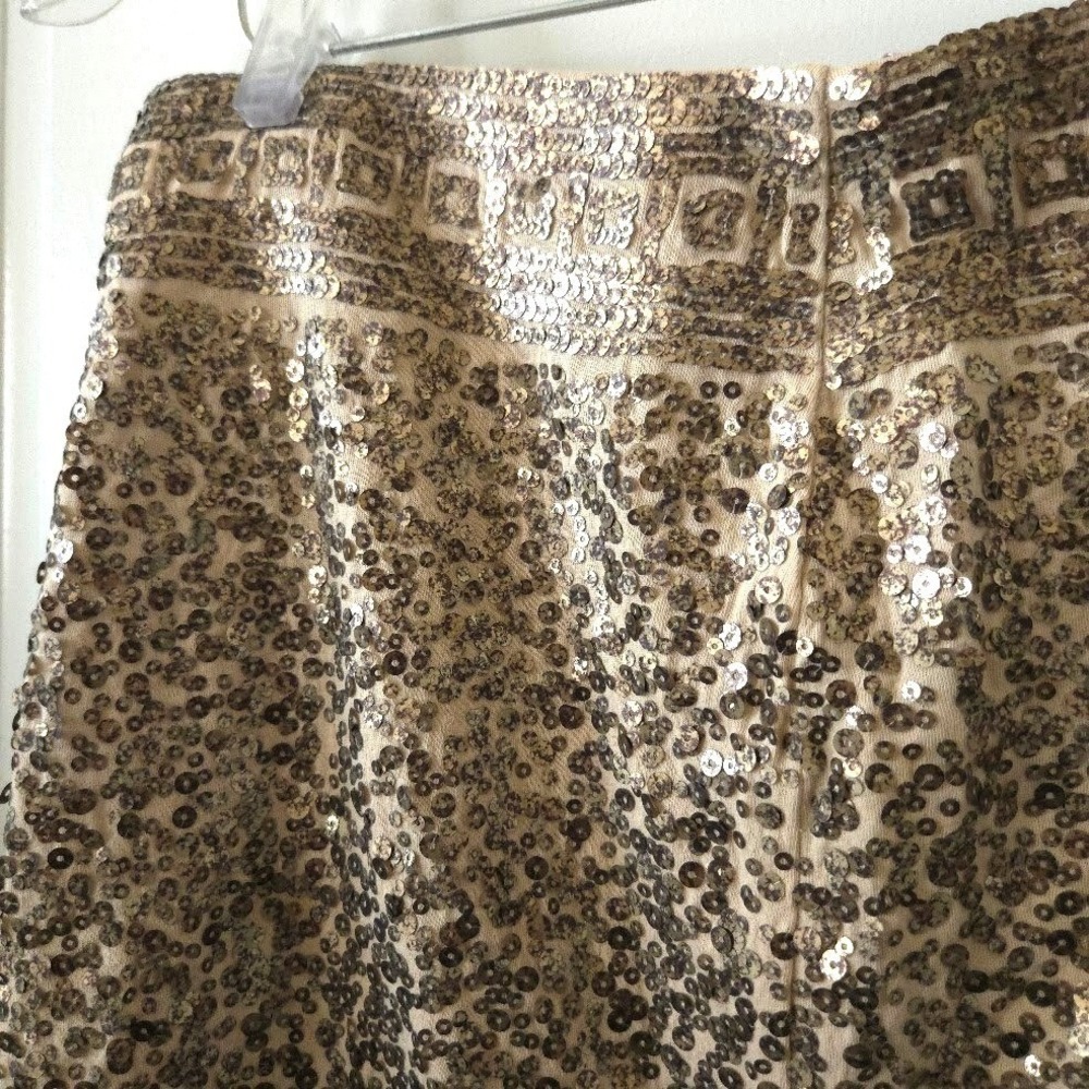 Express Womens Mini Skirt Sequin Pima Cotton Gold Party Night Out XS - Picture 4 of 7